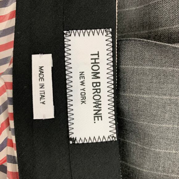 THOM BROWNE Size 2 Gray Charcoal Wool Pleated Flannel Mini Skirt - Picture 6 of 7